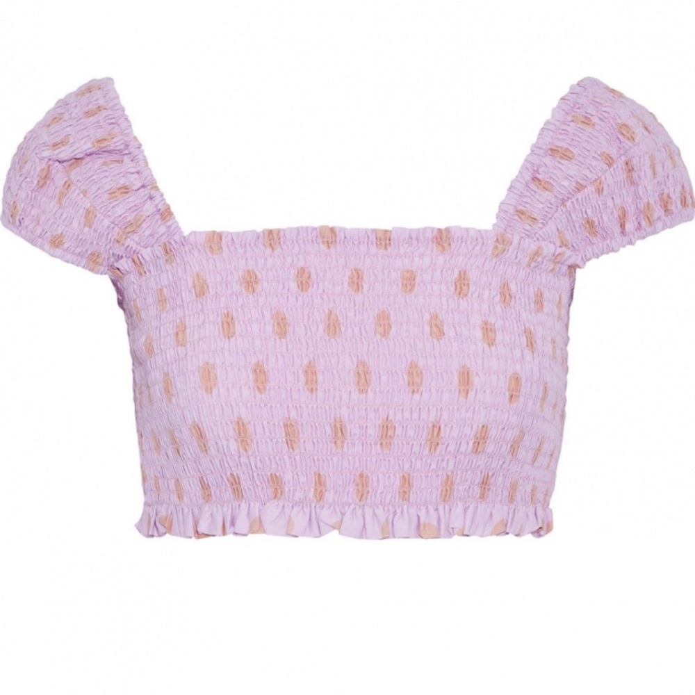 NICHOLAS Lilac Smocked Crop Top